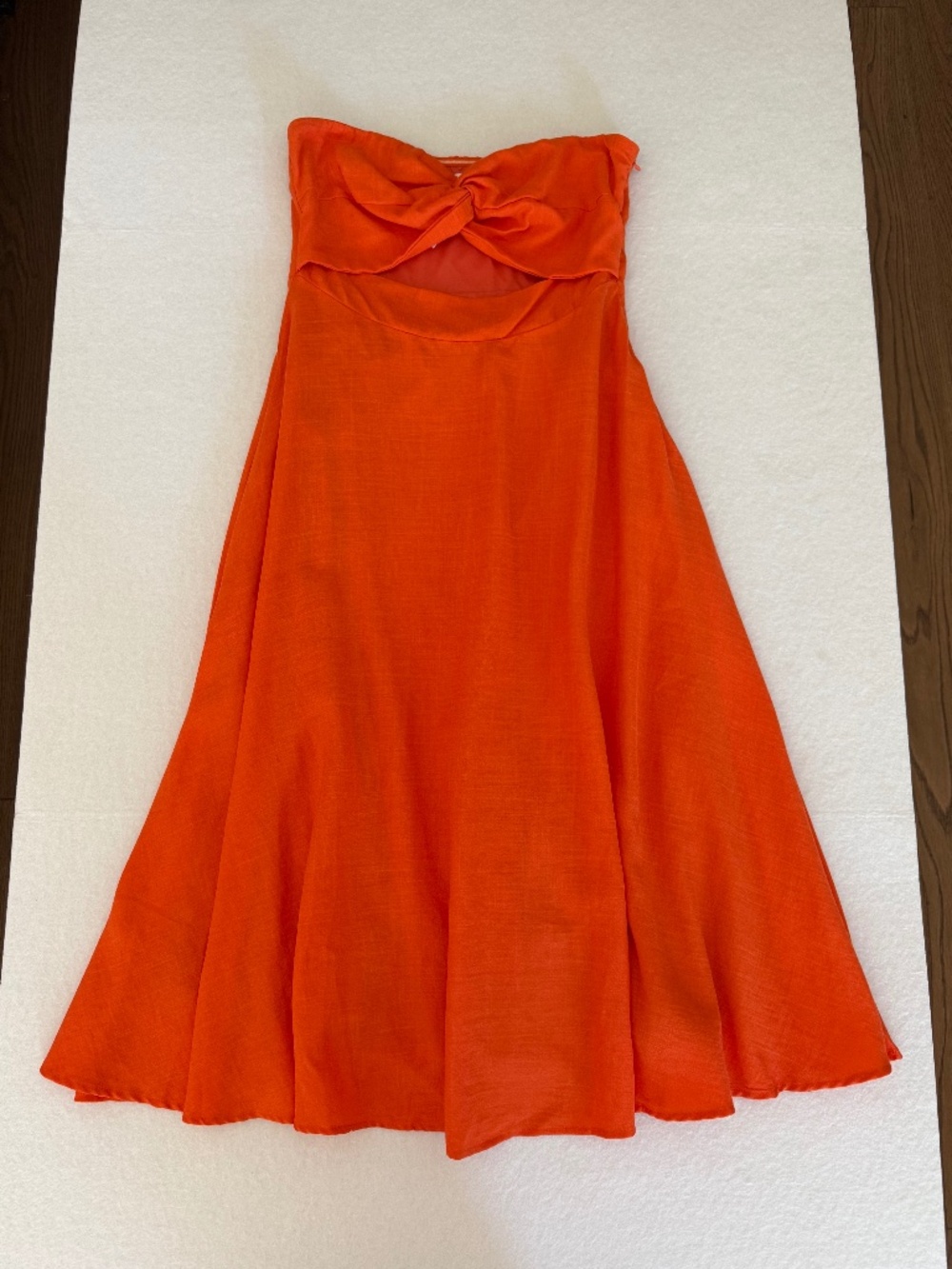 Showpo Avie Orange Twist Strapless Cutout Cocktail Midi Dress NWT US 10 Party - Picture 3 of 15